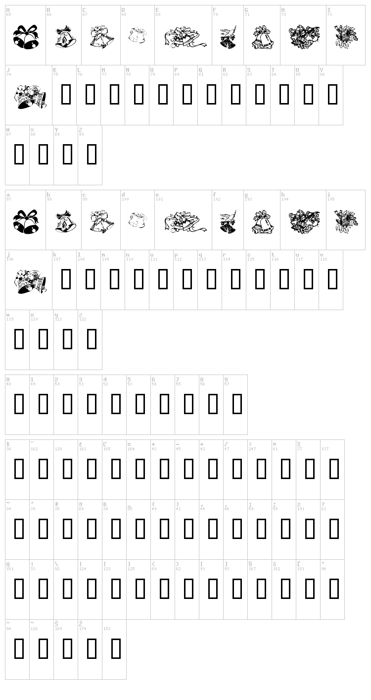 KR Christmas Bells font map